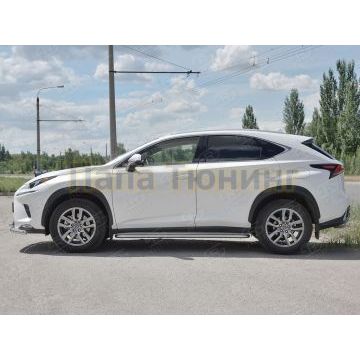 Пороги с площадкой нержавеющий лист 42 мм для Lexus NX-300 2017-