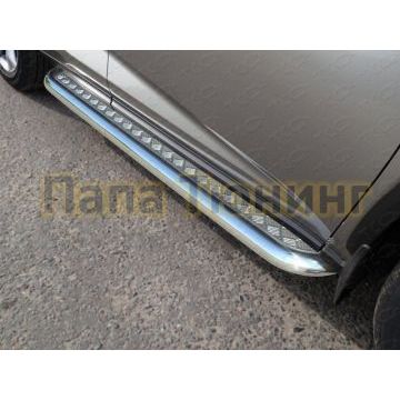 Пороги с площадкой алюминиевый лист 60 мм ТСС для Lexus NX-300h 2014-2017