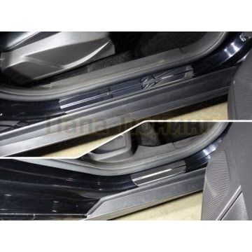 Пороги с площадкой алюминиевый лист 42 мм ТСС для Lexus NX-200 2014-2017