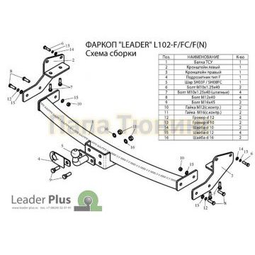Фаркоп Лидер-Плюс для Lexus RX-300 1997-2003