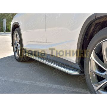 Пороги с площадкой алюминиевый лист d42 вариант 2 РусСталь для Lexus RX-200t/350/450h 2015-