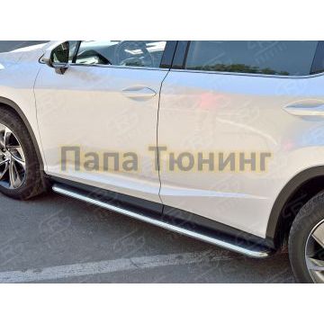 Пороги с площадкой нержавеющий лист 42 мм РусСталь для Lexus RX-200t/350/450h 2015-