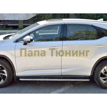 Пороги с площадкой нержавеющий лист 42 мм РусСталь для Lexus RX-200t/350/450h 2015-