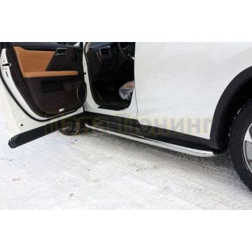 Пороги с площадкой нержавеющий 60 мм ТСС для Lexus RX200t/RX300/RX350/RX450h F-Sport 2015-