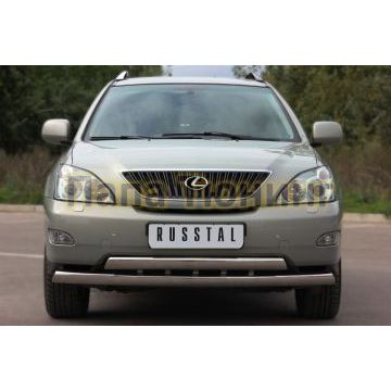 Защита передняя овальная двойная 75х42 мм РусСталь для Lexus RX-300/330/350 2003-2008