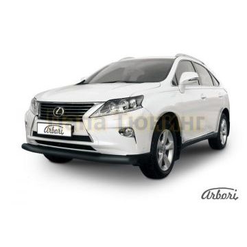 Защита переднего бампера чёрная сталь 76 мм Slitkoff для Lexus RX-270/350 2012-2015