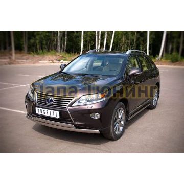 Защита передняя овальная двойная 75х42 мм РусСталь для Lexus RX270/350/450 2009-2015