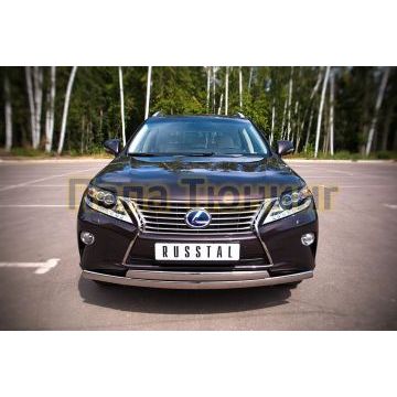 Защита передняя овальная двойная 75х42 мм РусСталь для Lexus RX270/350/450 2009-2015