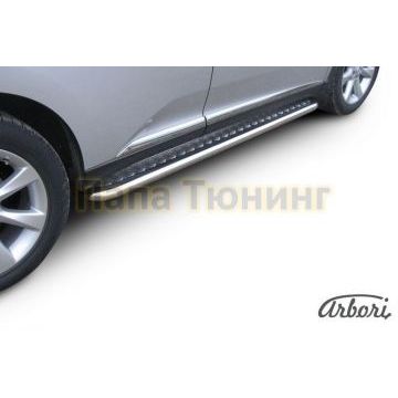 Пороги с площадкой алюминиевый лист 57 мм Slitkoff для Lexus RX-350 2009-2012 Пороги с площадкой алюминиевый лист 57 мм Slitkoff для Lexus RX-350 2009-2012