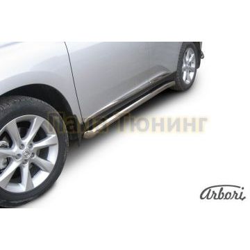 Защита штатных порогов труба с загибами 76 мм Slitkoff для Lexus RX-350 2009-2012 Защита штатных порогов труба с загибами 76 мм Slitkoff для Lexus RX-350 2009-2012