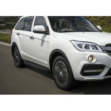 Пороги алюминиевые Rival Black-Premium для Lifan X-60 2016-