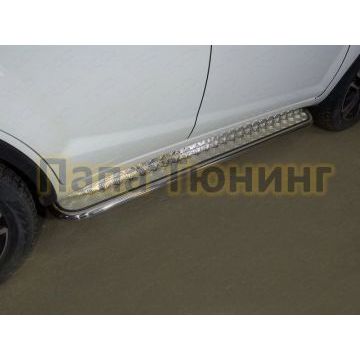 Пороги с площадкой алюминиевый лист 42 мм ТСС для Lifan X60 2016- Пороги с площадкой алюминиевый лист 42 мм ТСС для Lifan X60 2016-