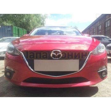 Защита радиатора черная верхняя под номерной знак РусСталь для Mazda 3 2013-