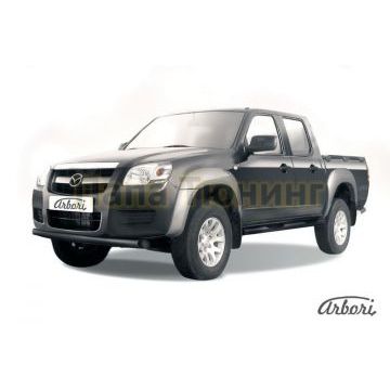 Защита переднего бампера чёрная сталь 76 мм Slitkoff для Mazda BT-50 2006-2011