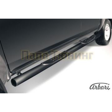 Пороги чёрная сталь труба с накладками 76 мм Slitkoff для Mazda BT-50 2006-2011 Пороги чёрная сталь труба с накладками 76 мм Slitkoff для Mazda BT-50 2006-2011