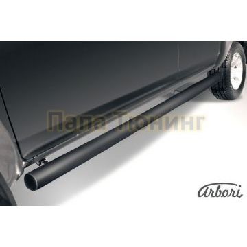 Защита штатных порогов чёрная сталь труба 76 мм Slitkoff для Mazda BT-50 2006-2011 Защита штатных порогов чёрная сталь труба 76 мм Slitkoff для Mazda BT-50 2006-2011