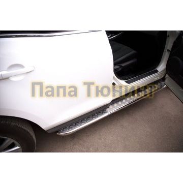 Пороги с площадкой алюминиевый лист 42 мм РусСталь для Mazda CX-7 2010-2013
