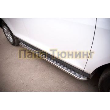 Пороги с площадкой алюминиевый лист 42 мм РусСталь для Mazda CX-7 2010-2013