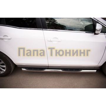 Пороги труба d76 с накладками вариант 1 РусСталь для Mazda CX-7 2010-2013