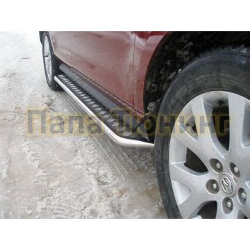 Пороги с площадкой алюминиевый лист 42 мм ТСС для Mazda CX-7 2010-2013 Пороги с площадкой алюминиевый лист 42 мм ТСС для Mazda CX-7 2010-2013