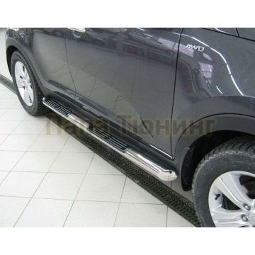 Пороги труба d76 с накладками вариант 1 РусСталь для Nissan Qashqai 2007-2010