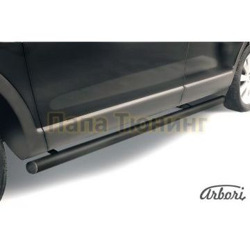 Защита штатных порогов чёрная сталь труба 57 мм Slitkoff для Mazda CX-9 2007-2012