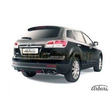 Защита заднего бампера чёрная сталь 57 мм Slitkoff для Mazda CX-9 2007-2012