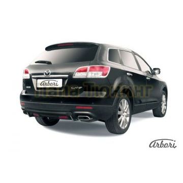 Защита заднего бампера чёрная сталь короткая 57 мм Slitkoff для Mazda CX-9 2007-2012