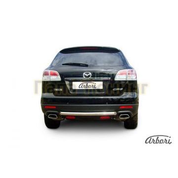 Защита заднего бампера короткая 57 мм Slitkoff для Mazda CX-9 2007-2012