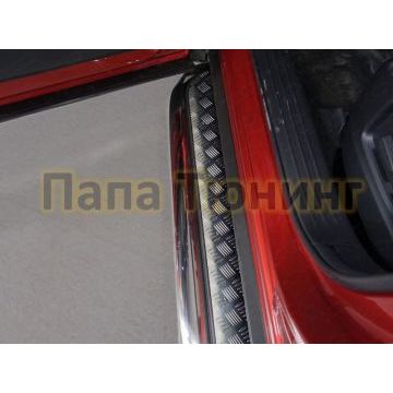 Пороги с площадкой алюминиевый лист овальные 75х42 мм ТСС для Mazda CX-9 2017-