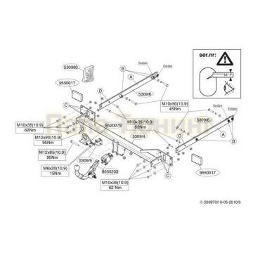 Фаркоп Brink шар BMA съёмный на седан и универсал для Mercedes-Benz E-Class W212 2009-