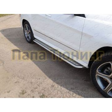Пороги с площадкой алюминиевый лист 42 мм ТСС для Mercedes-Benz GLK 2008-2015 Пороги с площадкой алюминиевый лист 42 мм ТСС для Mercedes-Benz GLK 2008-2015