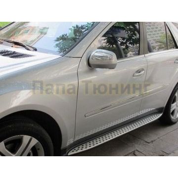 Пороги алюминиевые OEM Tuning для Mercedes ML W164 2005-2011
