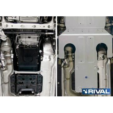 Защита КПП алюминий 4 мм RIVAL для Mercedes-Benz S-class, V - 4.7; 3.0d; полный привод 2013-2017