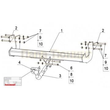 Фаркоп Bozal 2500/100 для Mercedes-Benz Viano (W639) MPV 2003-2014/Mercedes-Benz Vito (W447) MPV 2014-//Mercedes-Benz Vito (W639) MPV 2003-2014/Mercedes-Benz V-Klass (W447) (пусто) 2014-