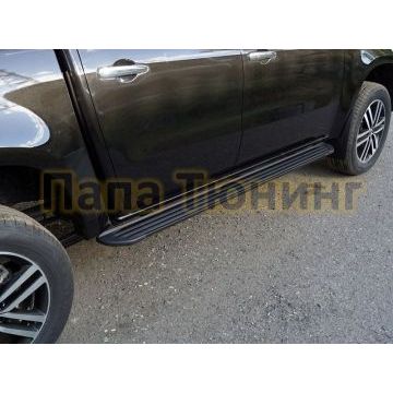 Пороги алюминиевые Slim Line Black для Mercedes-Benz X-Class 2018-