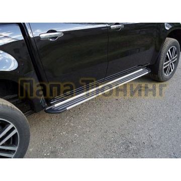 Пороги алюминиевые Slim Line Silver для Mercedes-Benz X-Class 2018- Пороги алюминиевые Slim Line Silver для Mercedes-Benz X-Class 2018-