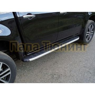 Пороги алюминиевые ТСС с накладкой для Mercedes-Benz X-Class 2018- Пороги алюминиевые ТСС с накладкой для Mercedes-Benz X-Class 2018-