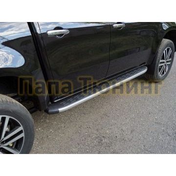 Пороги алюминиевые ТСС с накладкой серебристые для Mercedes-Benz X-Class 2018- Пороги алюминиевые ТСС с накладкой серебристые для Mercedes-Benz X-Class 2018-