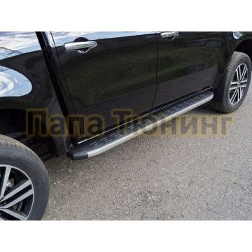 Пороги алюминиевые ТСС с накладкой серые для Mercedes-Benz X-Class 2018- Пороги алюминиевые ТСС с накладкой серые для Mercedes-Benz X-Class 2018-