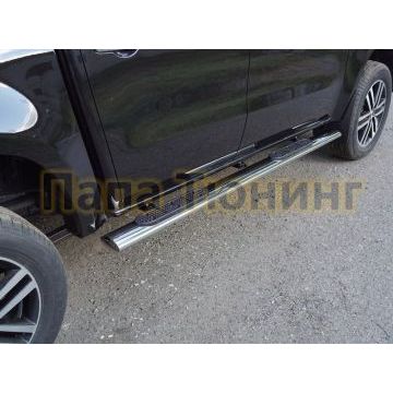 Пороги овальные с накладкой 120х60 мм для Mercedes-Benz X-Class 2018-2019 Пороги овальные с накладкой 120х60 мм для Mercedes-Benz X-Class 2018-2019