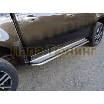 Пороги с площадкой нержавеющий лист 75х42 мм для Mercedes-Benz X-Class 2018- Пороги с площадкой нержавеющий лист 75х42 мм для Mercedes-Benz X-Class 2018-