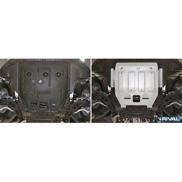 Защита картера + КПП алюминий 4 мм RIVAL для Mini Clubman S, V - 2.0 2015-/Mini Clubman, V - 1.5 2015-/Mini Clubman, V - 1.5 2015-/Mini Hatch, V - 1.5; 2.0 2013-2018/Mini Hatch, V - 1.5; 2.0 2018-