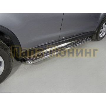 Пороги с площадкой алюминиевый лист 42 мм ТСС для Mitsubishi ASX 2017-