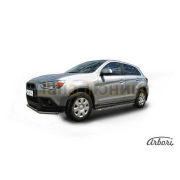 Пороги с площадкой алюминиевый лист 42 мм Slitkoff для Mitsubishi ASX 2010-2013 Пороги с площадкой алюминиевый лист 42 мм Slitkoff для Mitsubishi ASX 2010-2013