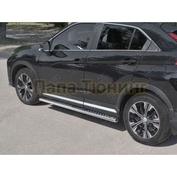 Пороги труба овальная с проступью 120х60 мм для Mitsubishi Eclipse Cross 2018-