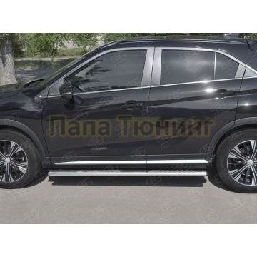 Пороги труба овальная с проступью 120х60 мм для Mitsubishi Eclipse Cross 2018-