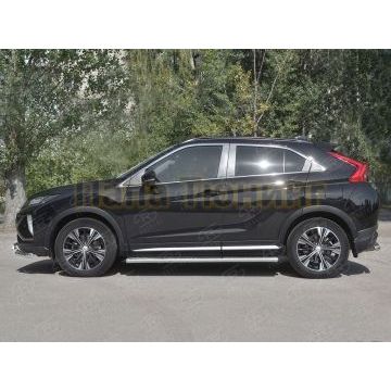 Пороги труба овальная с проступью 120х60 мм для Mitsubishi Eclipse Cross 2018-