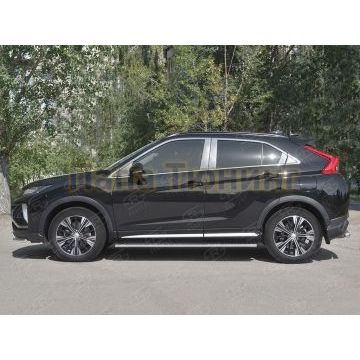 Пороги труба овальная с проступью 75х42 мм для Mitsubishi Eclipse Cross 2018-