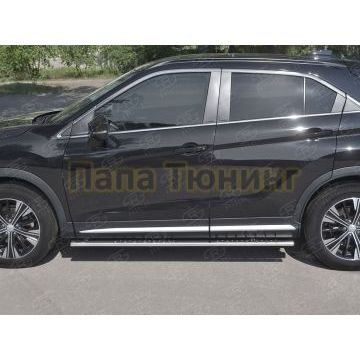 Пороги труба овальная с проступью 75х42 мм для Mitsubishi Eclipse Cross 2018-